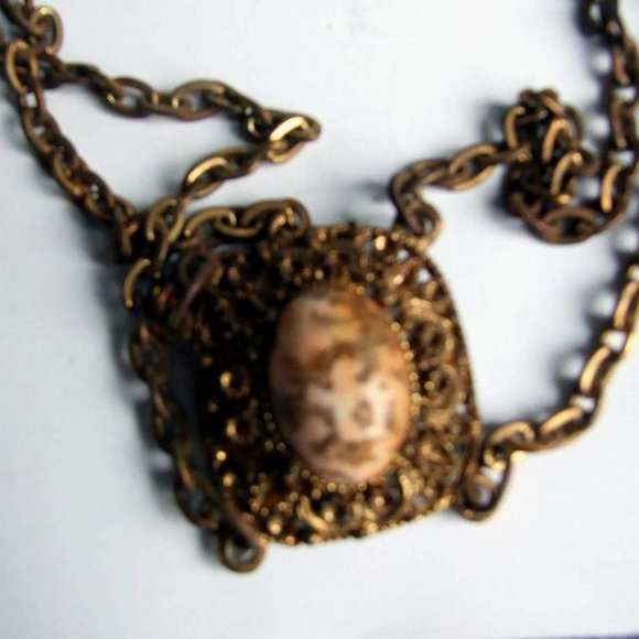 Antique Unique Metal Womens Belt w Carbuncle's Heavy Fabulous RARE - Picture 4 of 5